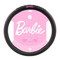 Foto de CUBRE VOLANTE BARBIE NEGRO CON LOGO Y COSTURA ROSA, 38CM
