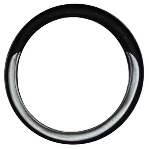 Foto de CUBRE VOLANTE 38CM FORRADO CUERINA NEGRO C/PLATA